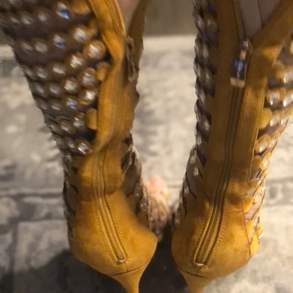 Cape Robbin Open Toe Lace Up Gladiator Over The Knee Thigh High Caged Sandals - Picture 9 of 16